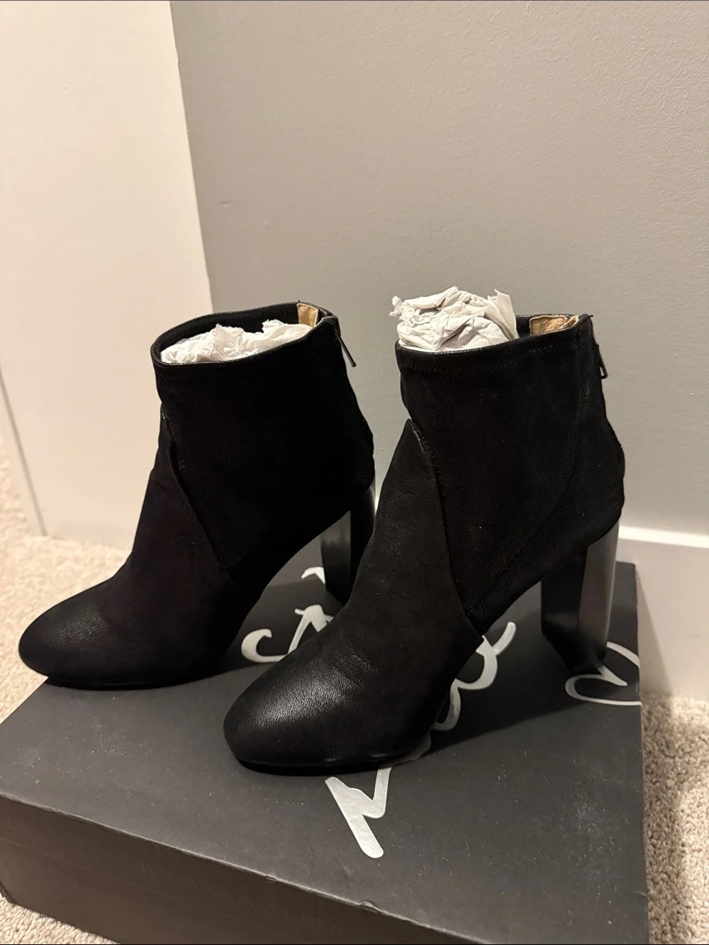 Banana Republic Black Leather Block Heel Ankle Boots